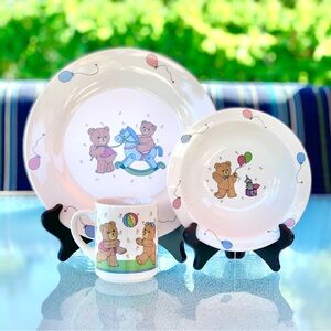 Studio Nova Beary Life Colorful Children's Ceramic Dishes ~ 3-Piece Set